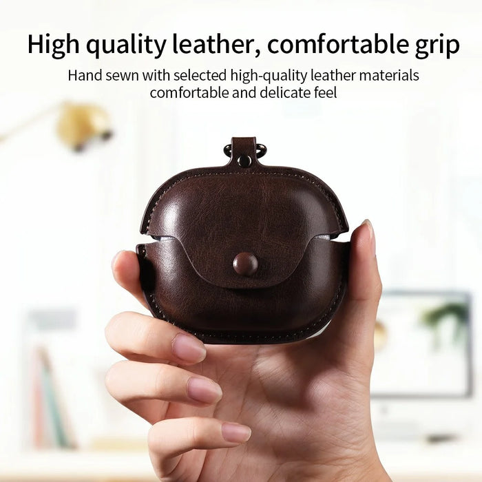 For Beats Powerbeats Pro 2 Earphone Case Business Leather + PC Protective Cover - Light Brown - 3