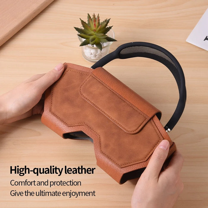 For AirPods Max 2 / Max Headphones Case Business Vintage Style PU Leather Protective Cover - Brown - 7