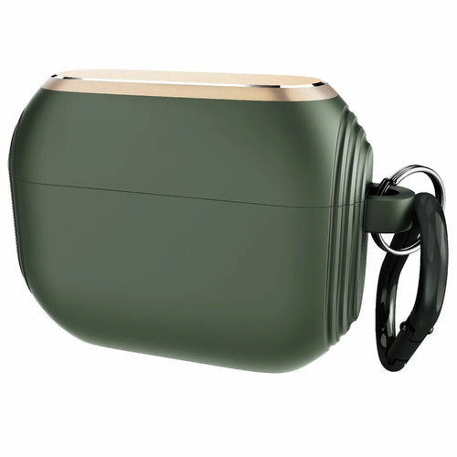 DIROSE A20 Silicone + Aluminum Alloy Earphone Cover Protective Case with Carabiner for Apple AirPods Pro - Midnight Green - 1