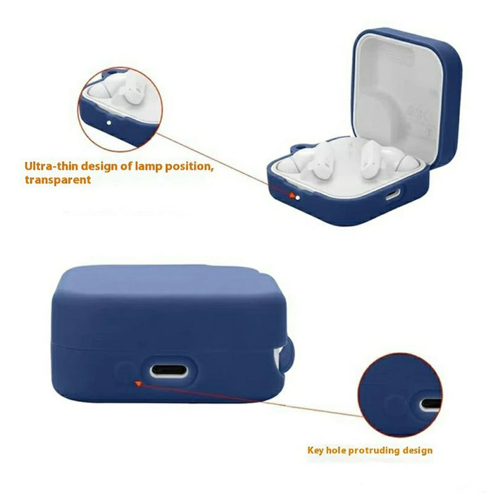 For Nothing CMF Buds 2a Silicone Case Wireless Earphones Protective Cover with Anti-Lost Buckle - Dark Blue - 2
