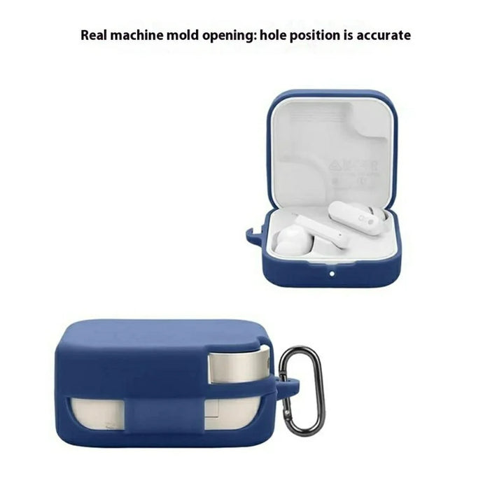 For Nothing CMF Buds 2a Silicone Case Wireless Earphones Protective Cover with Anti-Lost Buckle - Dark Blue - 3