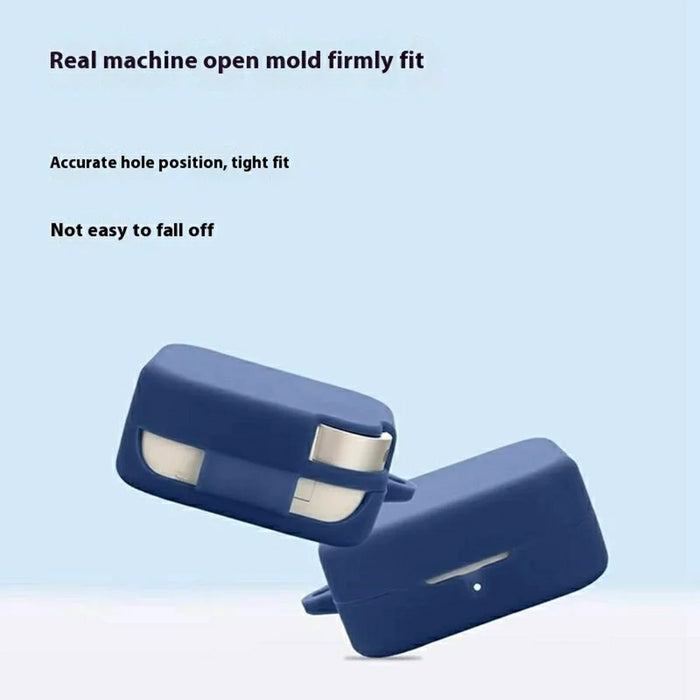 For Nothing CMF Buds 2a Silicone Case Wireless Earphones Protective Cover with Anti-Lost Buckle - Dark Blue - 4