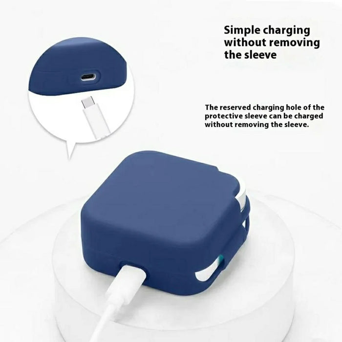 For Nothing CMF Buds 2a Silicone Case Wireless Earphones Protective Cover with Anti-Lost Buckle - Dark Blue - 7