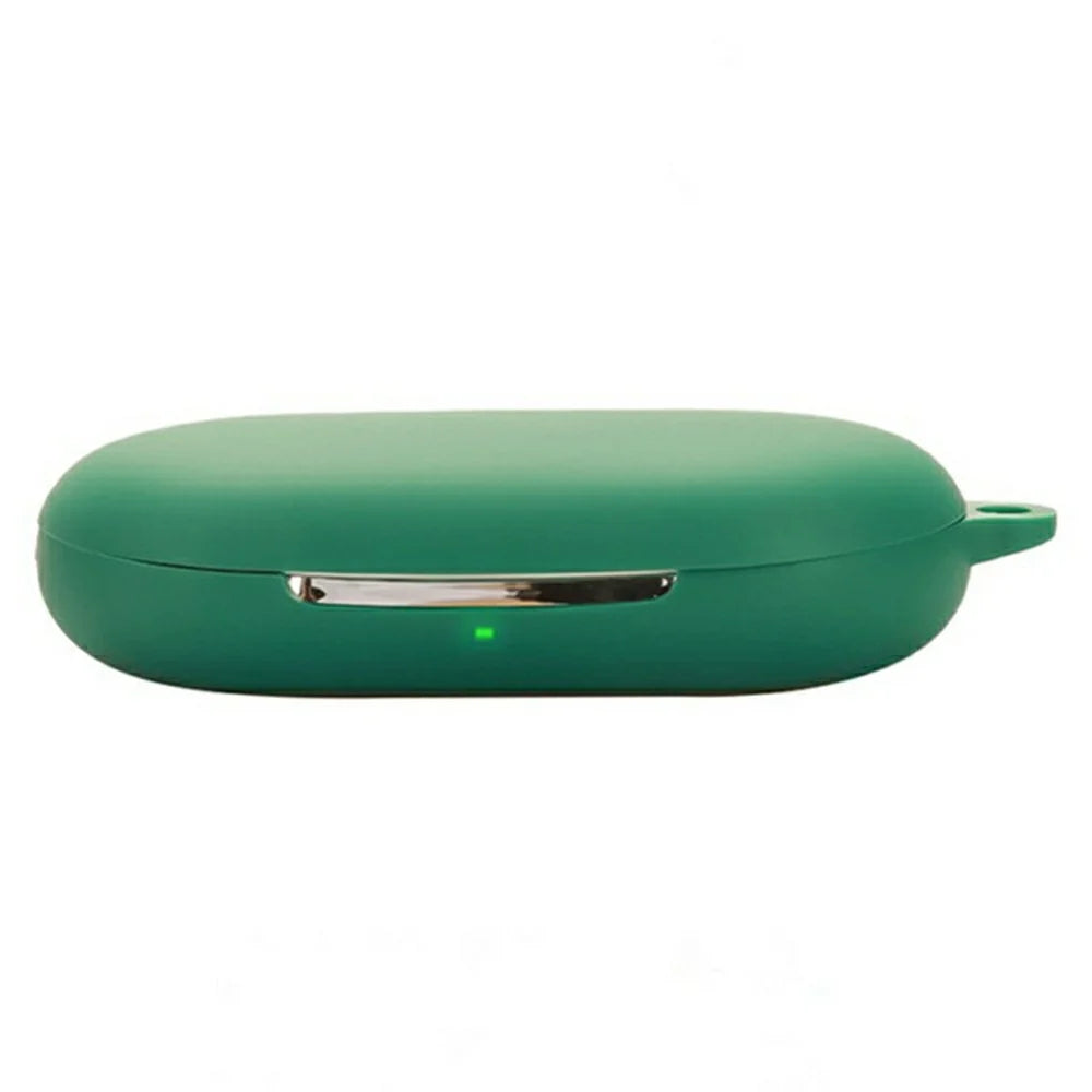 For QCY Crossky R70 Silicone Case Wireless Earphones Protective Cover with Anti-Lost Buckle - Blackish Green - 1