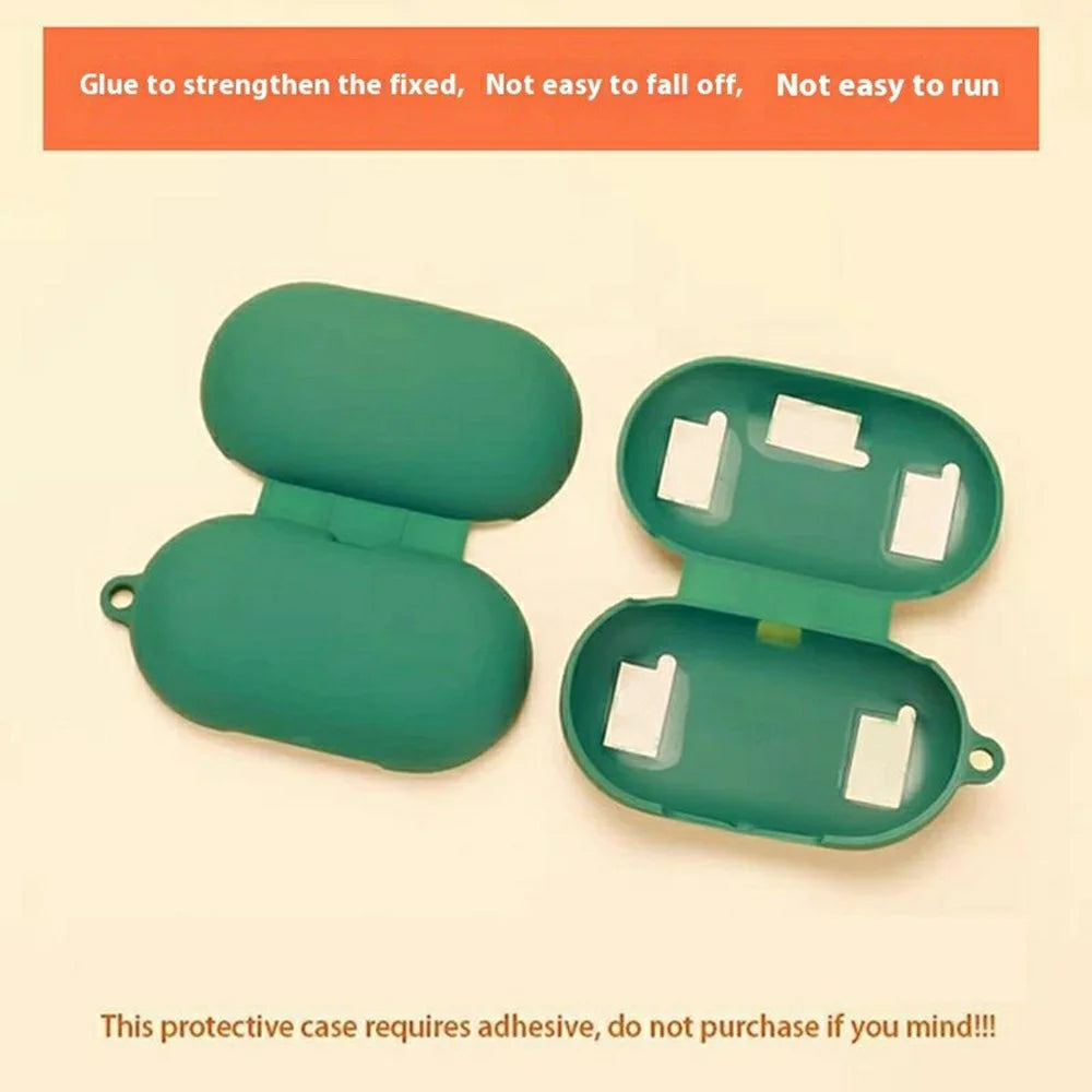 For QCY Crossky R70 Silicone Case Wireless Earphones Protective Cover with Anti-Lost Buckle - Blackish Green - 7