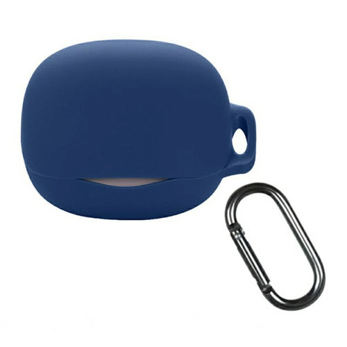 For QCY MeloBuds N50 Silicone Case Wireless Earphones Protective Cover with Anti-Lost Buckle - Dark Blue - 1