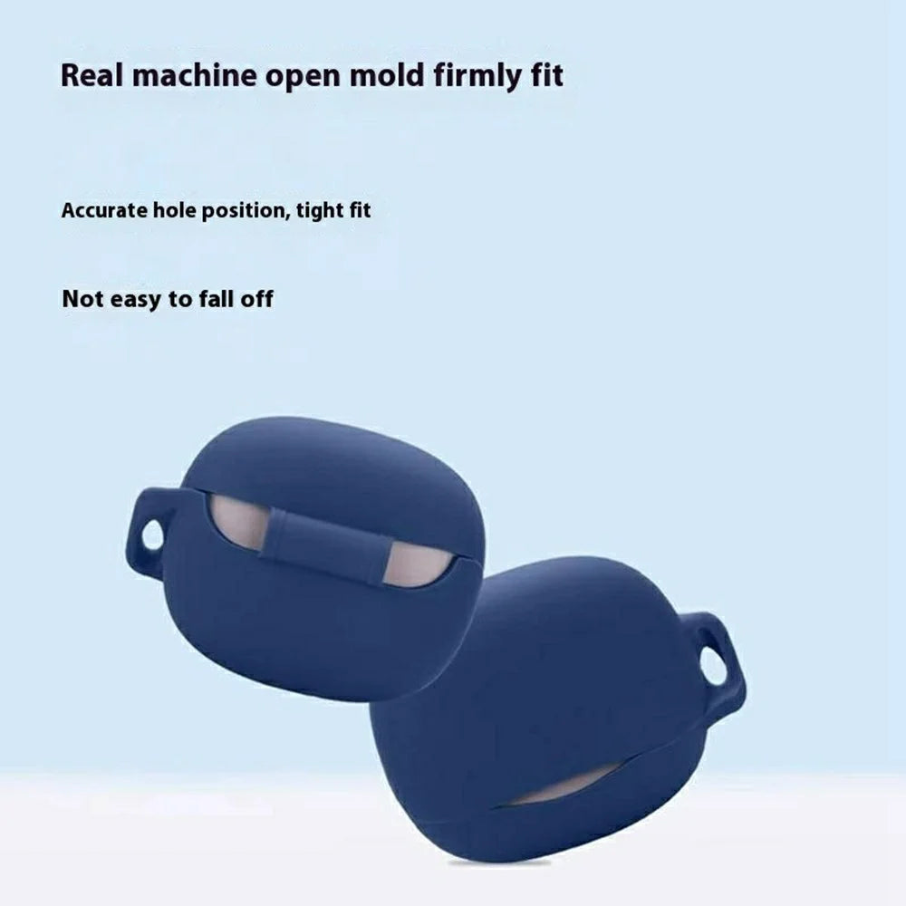 For QCY MeloBuds N50 Silicone Case Wireless Earphones Protective Cover with Anti-Lost Buckle - Dark Blue - 4