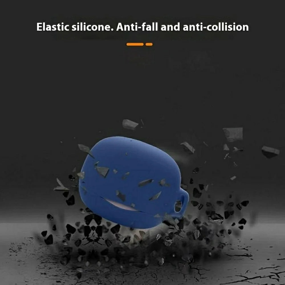 For QCY MeloBuds N50 Silicone Case Wireless Earphones Protective Cover with Anti-Lost Buckle - Dark Blue - 7