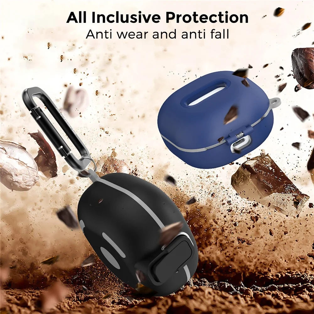 AHASTYLE WG128 Earbuds Case For Samsung Galaxy Buds Pro / Buds Live / Buds2 / Buds2 Pro / Buds FE , Switch Key TPU Protective Cover - Black - 2