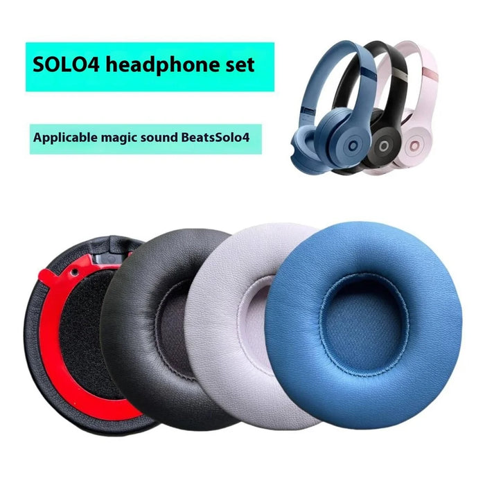 1 Pair for Beats Solo 4 Replacement Earpads Headphones Protein Leather Cushions - Black - 6