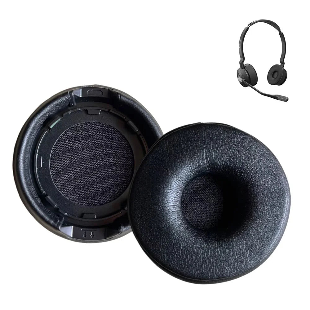 1 Pair Ear Cushions for Jabra Engage 55 / 65 / 75 Headset Replacement Protein Leather Earpads - 1