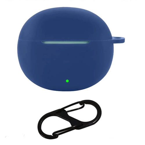 For Honor Earbuds X8 Silicone Case Wireless Earphones Protective Cover with Anti-Lost Buckle - Dark Blue - 1