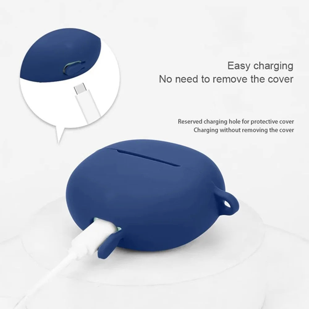 For Honor Earbuds X8 Silicone Case Wireless Earphones Protective Cover with Anti-Lost Buckle - Dark Blue - 2