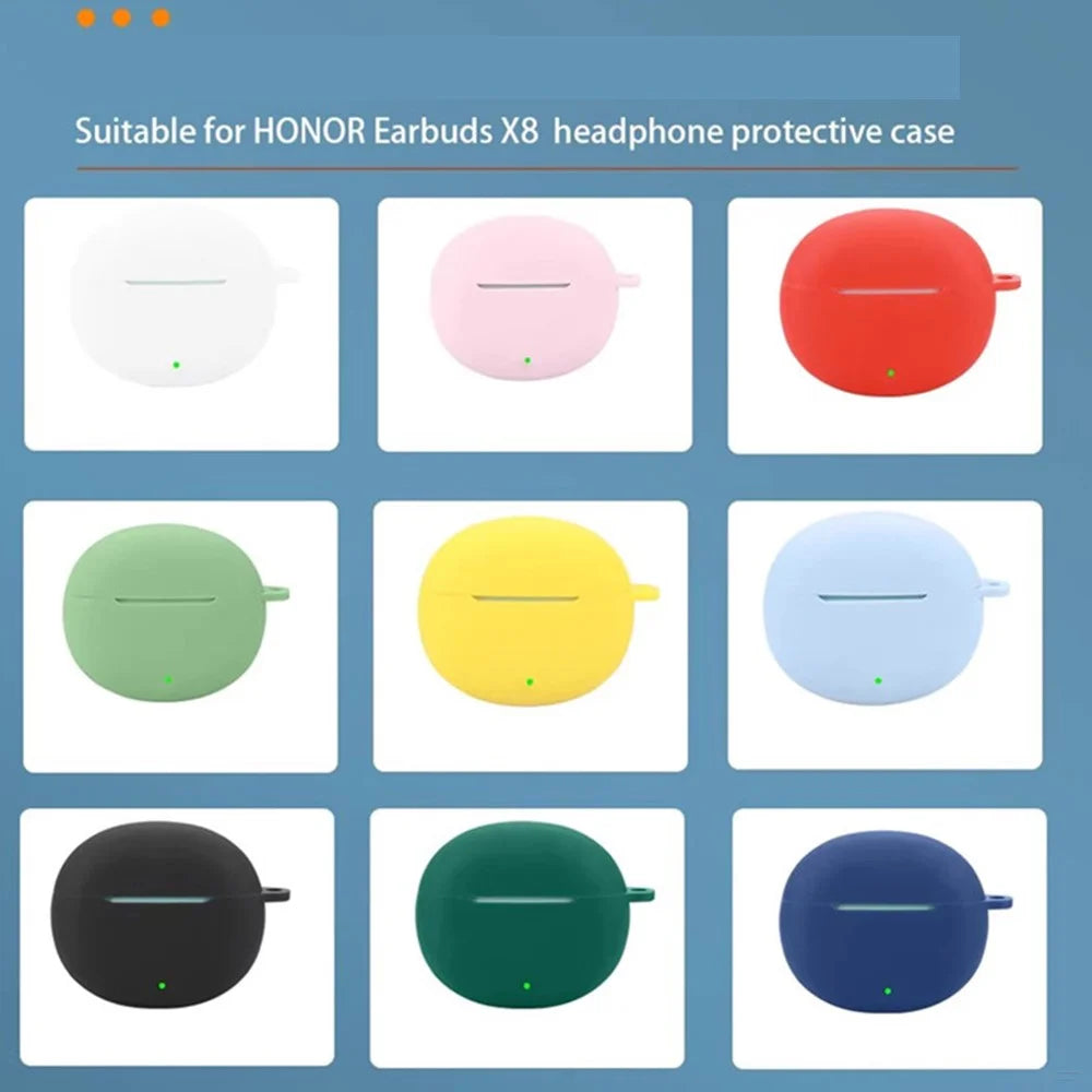 For Honor Earbuds X8 Silicone Case Wireless Earphones Protective Cover with Anti-Lost Buckle - Dark Blue - 6