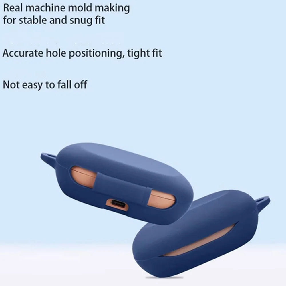 For JBL Sense Lite Silicone Case Wireless Earphones Protective Cover with Anti-Lost Buckle - Dark Blue - 4