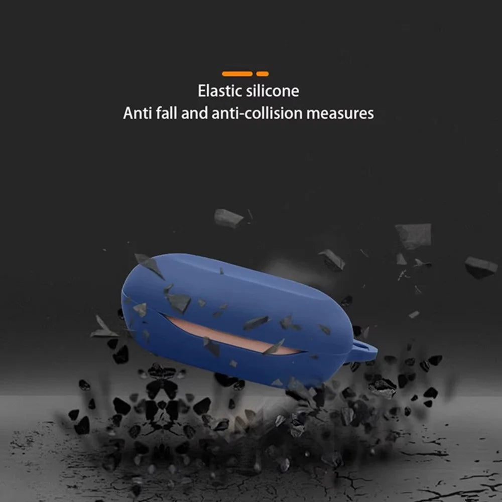For JBL Sense Lite Silicone Case Wireless Earphones Protective Cover with Anti-Lost Buckle - Dark Blue - 6