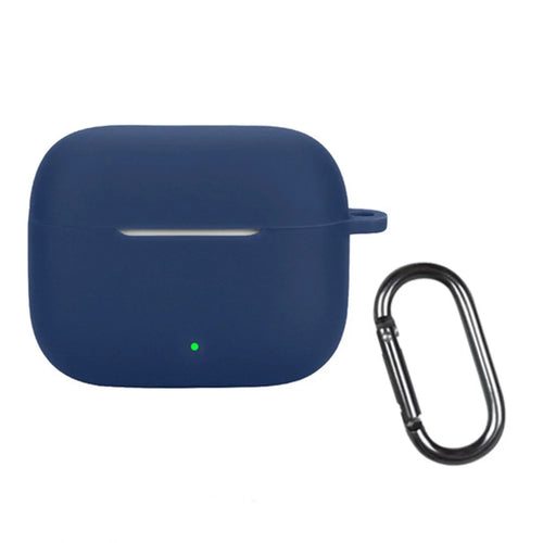 For Oppo Enco Buds3 Pro Silicone Case Wireless Earphones Protective Cover with Anti-Lost Buckle - Dark Blue - 1