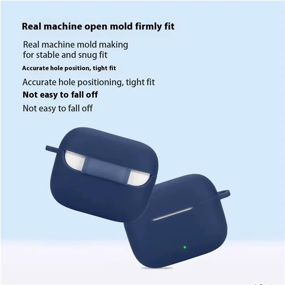 For Oppo Enco Buds3 Pro Silicone Case Wireless Earphones Protective Cover with Anti-Lost Buckle - Dark Blue - 5