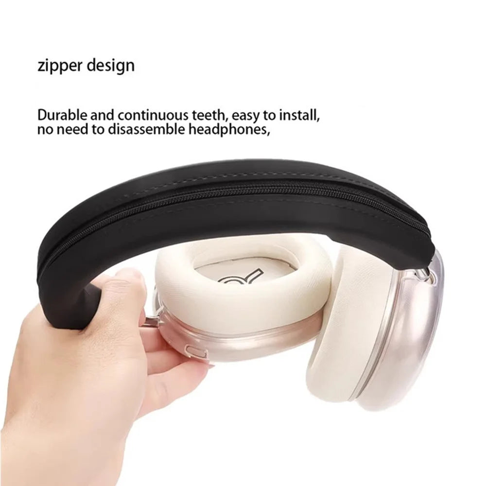 For iKF Mars Headphones Silicone Headband Cover Zipper Design Protective Sleeve - Black - 6