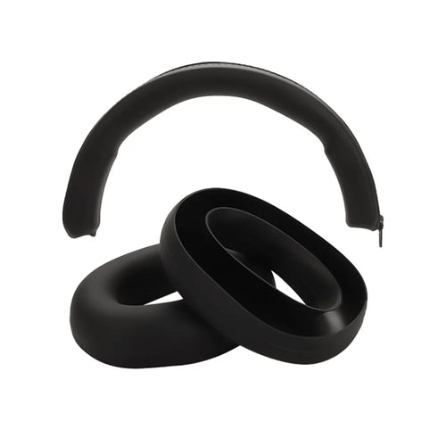 For iKF Mars Headphones Silicone Protective Case Set 2Pcs Earpad Cushion Cover + Headband Sleeve - Black - 1