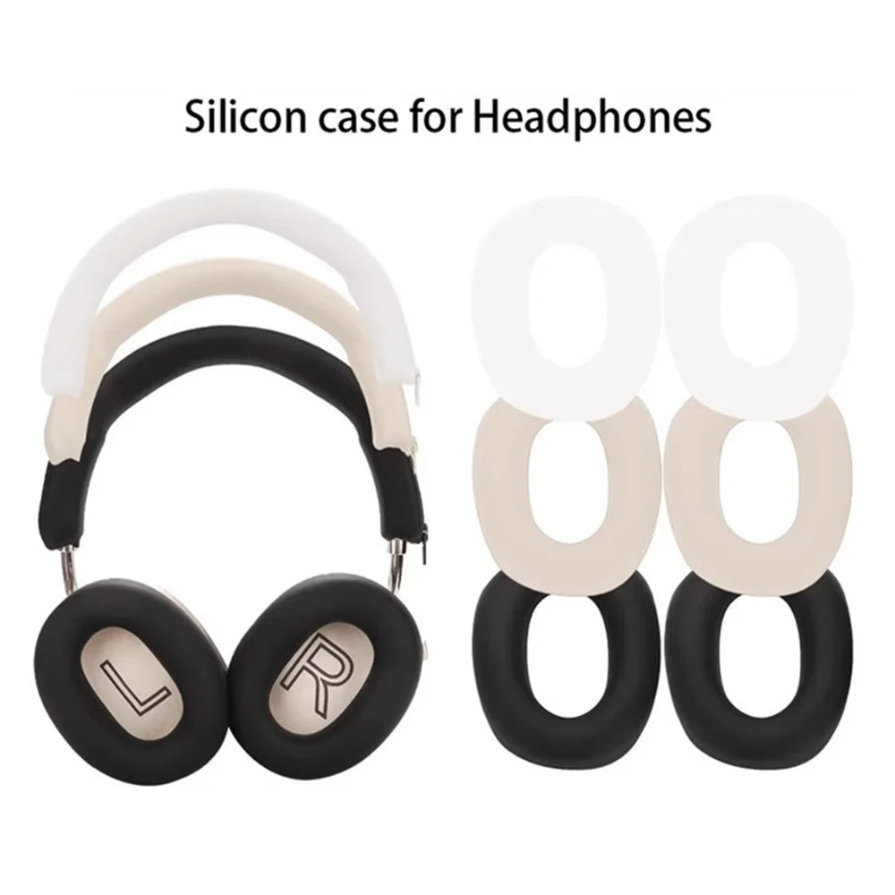For iKF Mars Headphones Silicone Protective Case Set 2Pcs Earpad Cushion Cover + Headband Sleeve - Black - 6