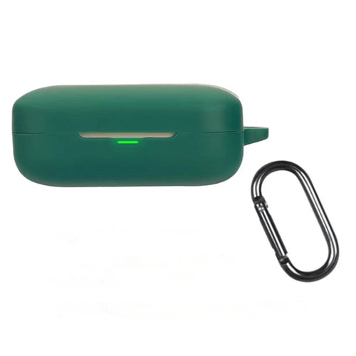 For Realme Buds Air 7 Pro Protective Case Wireless Earbuds Silicone Cover with Anti-Lost Buckle - Blackish Green - 1