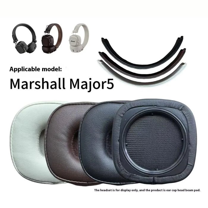 1 Pair For Marshall Major V Headphone Ear Pads Replacement Protein Leather Cushions - Brown - 3
