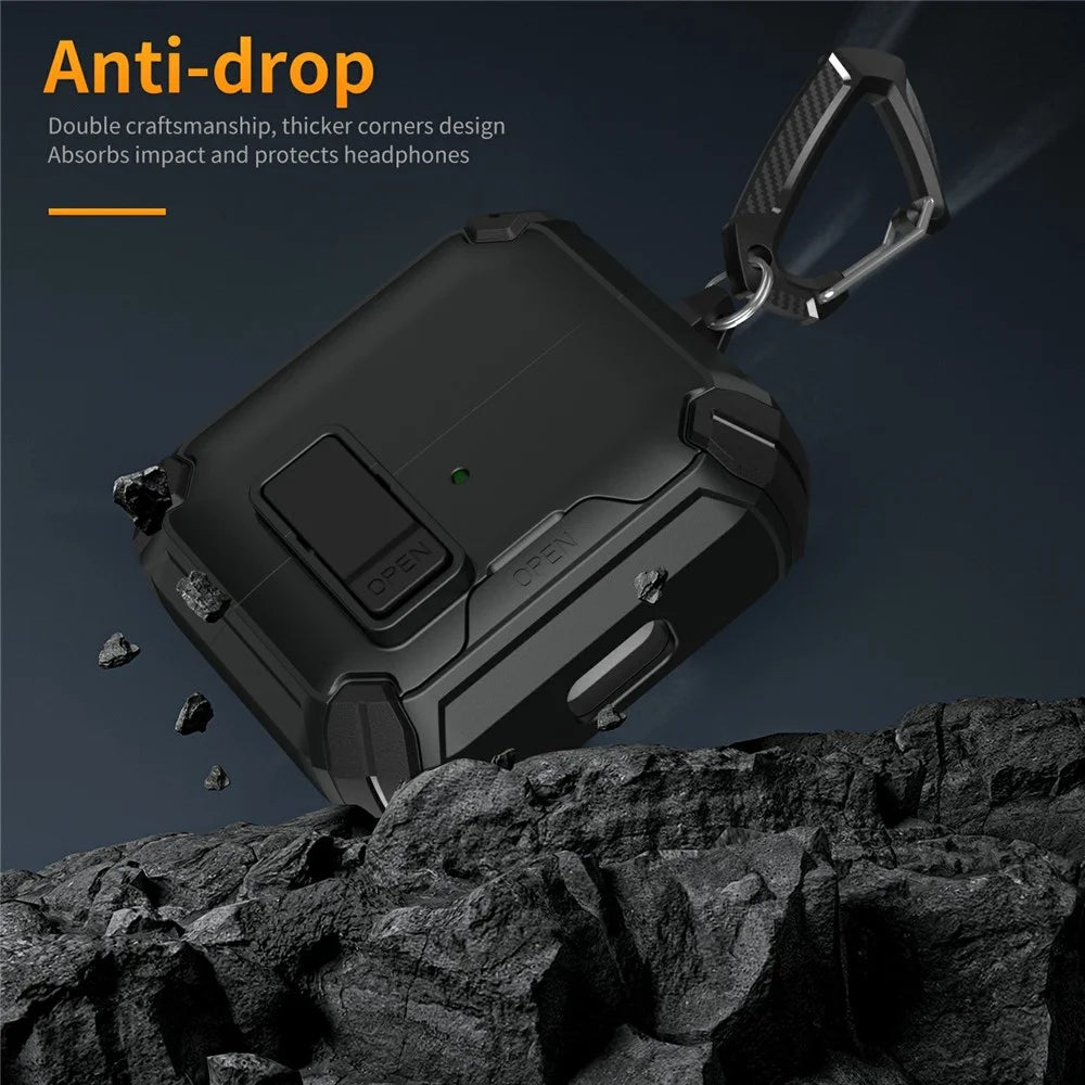 For Samsung Galaxy Buds3 Pro  /  Buds3 Case TPU + PC Magnetic Case Stand Bluetooth-Compatible Earbuds Cover with Carabiner - Black  /  Dark Blue - 7