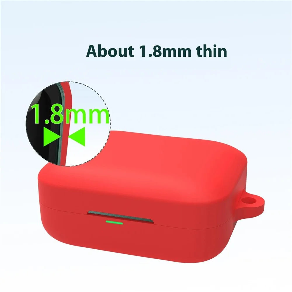 For Realme Buds Air 7 Protective Case Bluetooth-Compatible Earphones Silicone Cover with Hook - Red - 2