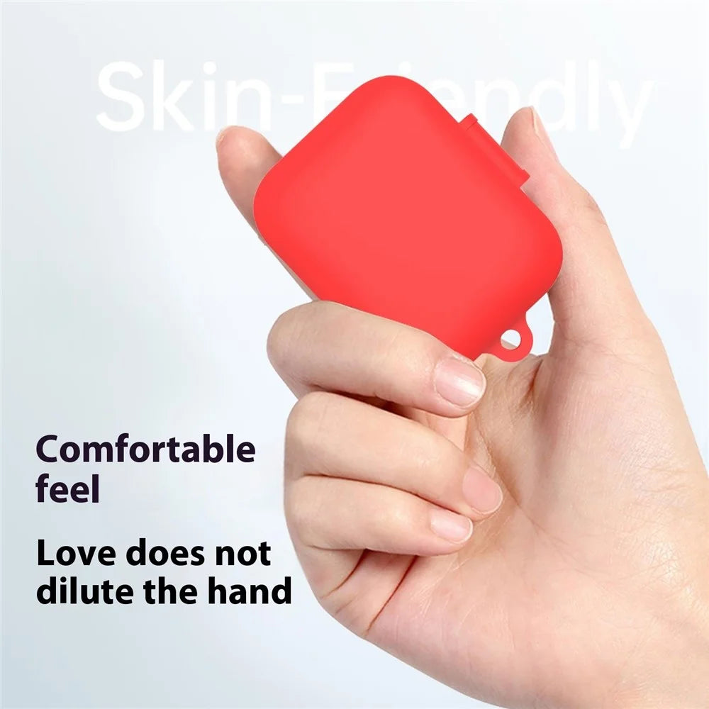 For Realme Buds Air 7 Protective Case Bluetooth-Compatible Earphones Silicone Cover with Hook - Red - 3