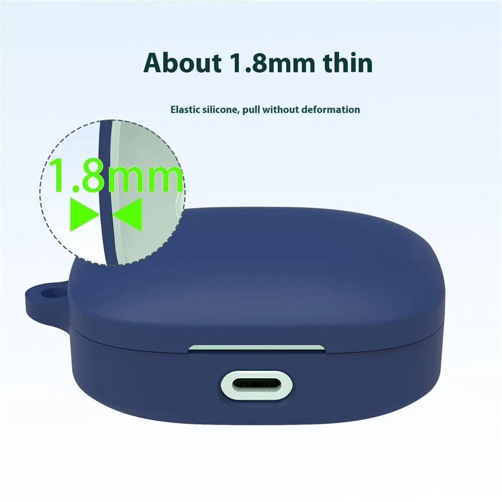 For Xiaomi Redmi Buds 7s Protective Case Bluetooth-Compatible Earphones Silicone Cover with Hook - Dark Blue - 2