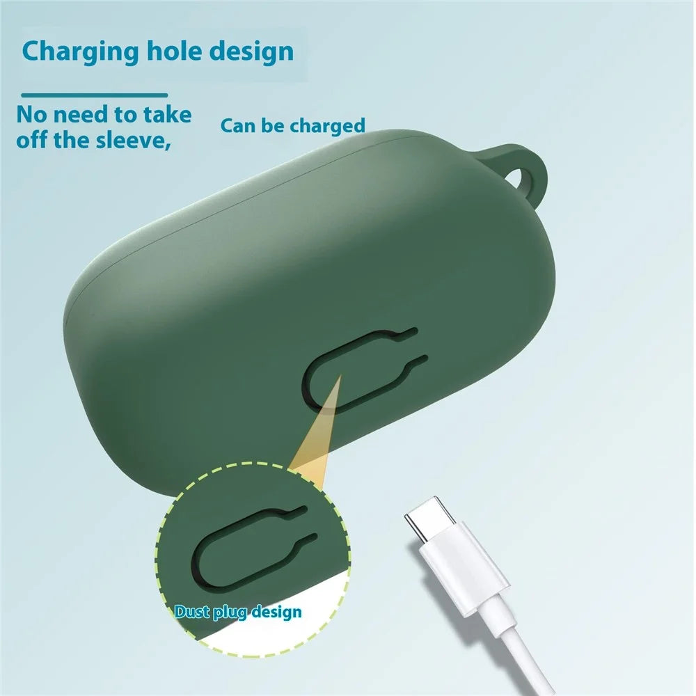 For Oppo Enco Air4i Protective Case Bluetooth-Compatible Earphones Silicone Cover with Hook - Blackish Green - 2