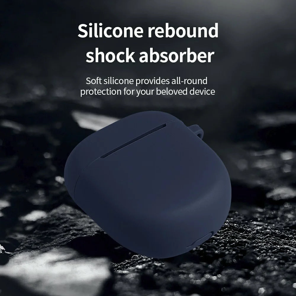 For Bose QuietComfort Earbuds II Silicone Case Wireless Earphone Anti-Scratch Protective Cover with Carabiner - Dark Blue - 2