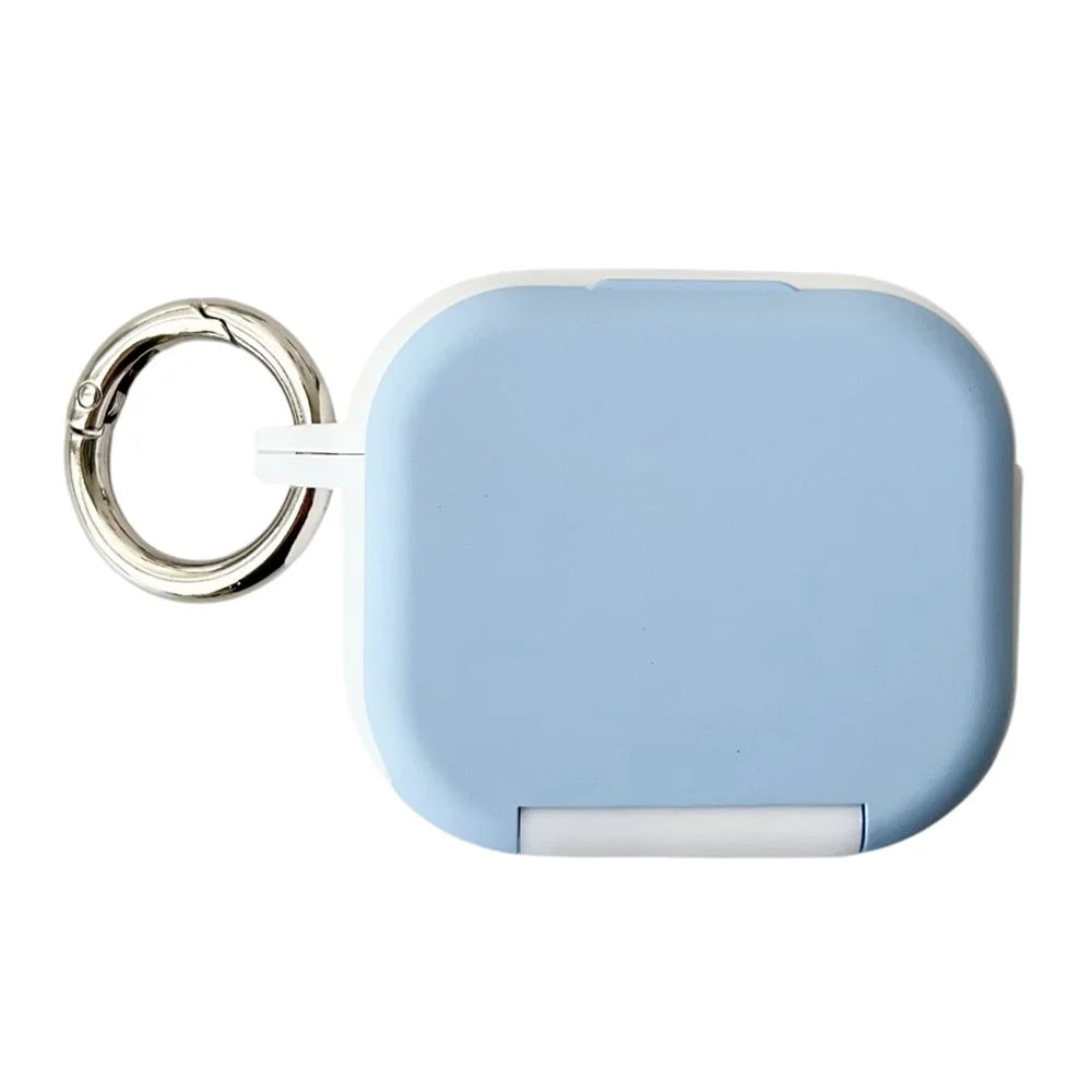 For Apple AirPods 3 Earphone Case TPU PC Shockproof Protective Cover with Mirror - White+Blue - 1