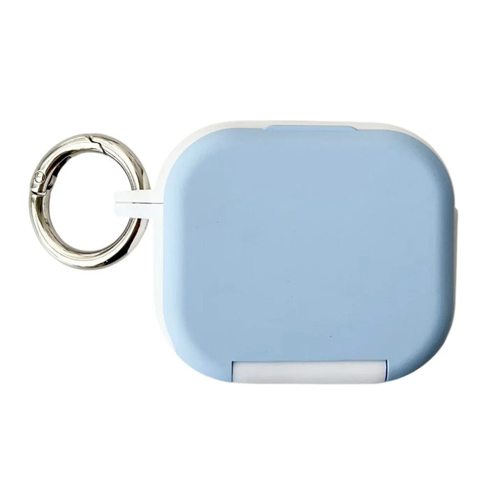 For Apple AirPods 3 Earphone Case TPU PC Shockproof Protective Cover with Mirror - White+Blue - 1