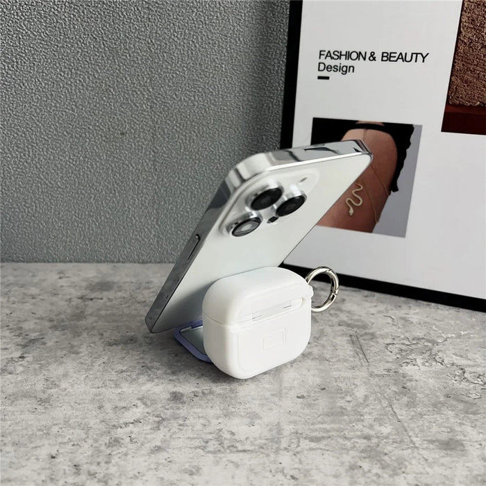 For Apple AirPods 3 Earphone Case TPU PC Shockproof Protective Cover with Mirror - White+Blue - 4