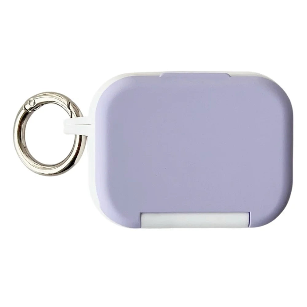 For Apple AirPods Pro 2 / Pro Earphone Case TPU PC Shockproof Protective Cover with Mirror - White+Purple - 1