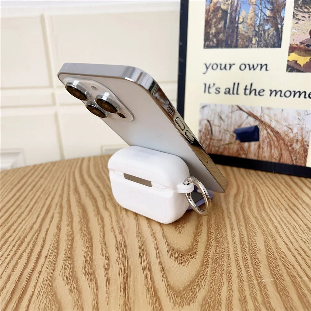 For Apple AirPods Pro 2 / Pro Earphone Case TPU PC Shockproof Protective Cover with Mirror - White+Purple - 6