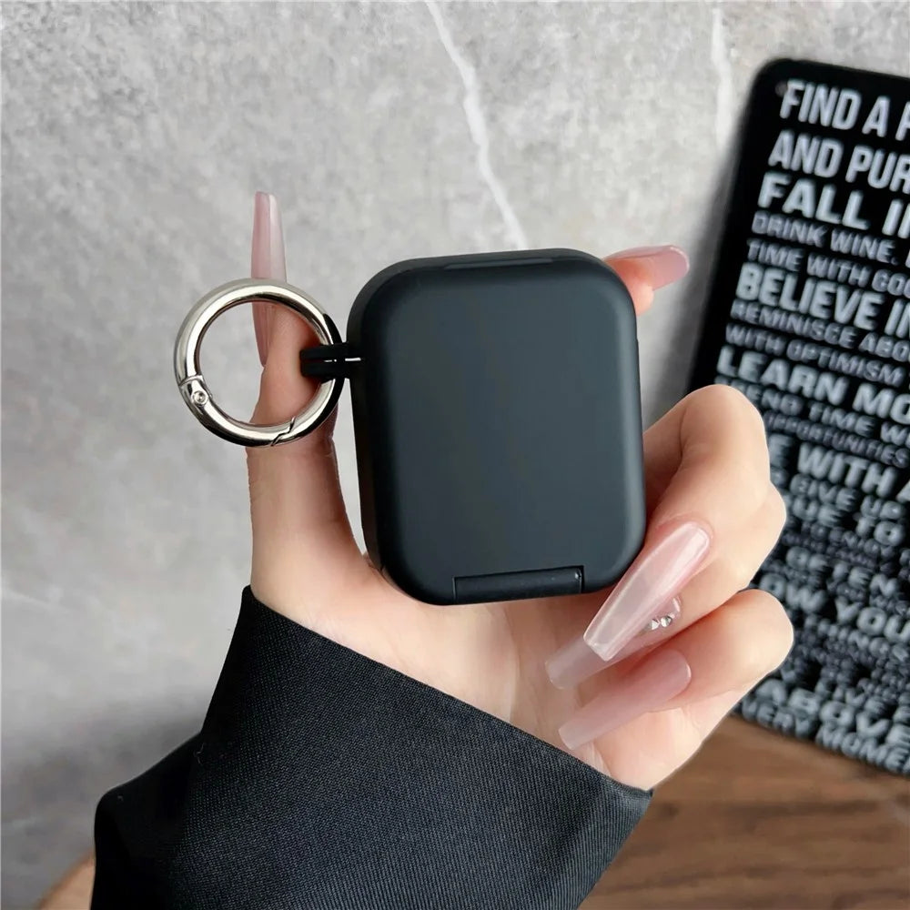 Earphone Case for Apple AirPods with Wireless Charging Case (2019) / AirPods with Charging Case (2019) / (2016) TPU PC Cover with Mirror - Black - 2