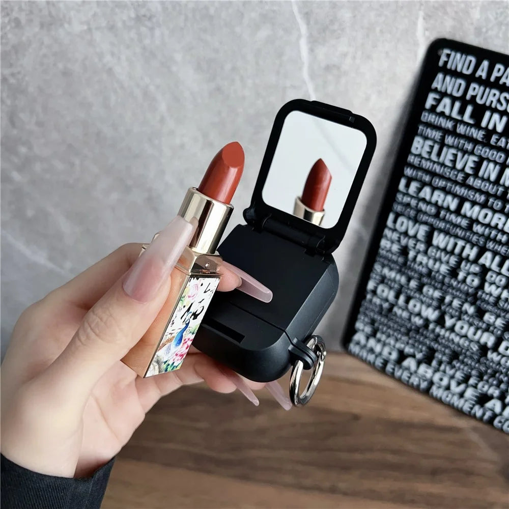 Earphone Case for Apple AirPods with Wireless Charging Case (2019) / AirPods with Charging Case (2019) / (2016) TPU PC Cover with Mirror - Black - 5