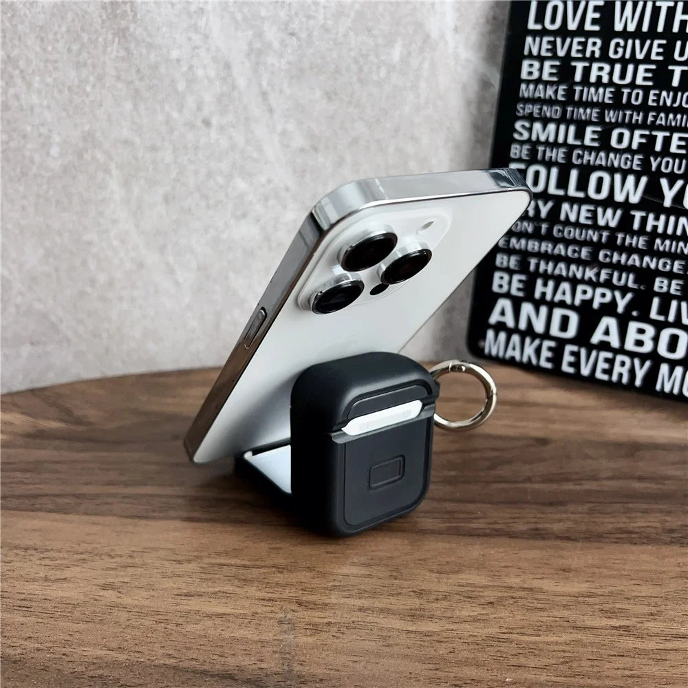 Earphone Case for Apple AirPods with Wireless Charging Case (2019) / AirPods with Charging Case (2019) / (2016) TPU PC Cover with Mirror - Black - 6