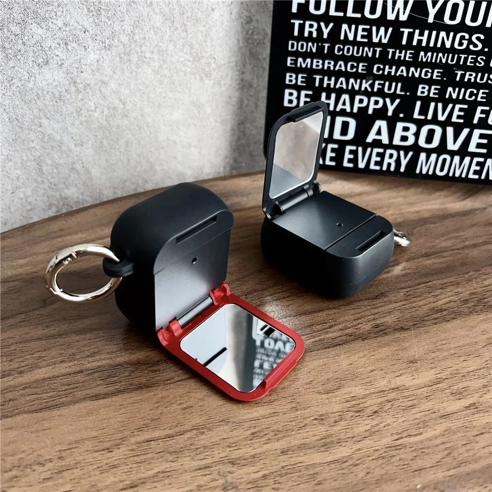 Earphone Case for Apple AirPods with Wireless Charging Case (2019) / AirPods with Charging Case (2019) / (2016) TPU PC Cover with Mirror - Black - 7