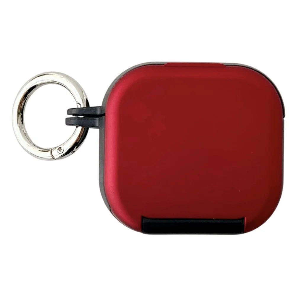 For Apple AirPods 4 Earphone Case TPU PC Shockproof Protective Cover with Mirror - Black+Red - 1