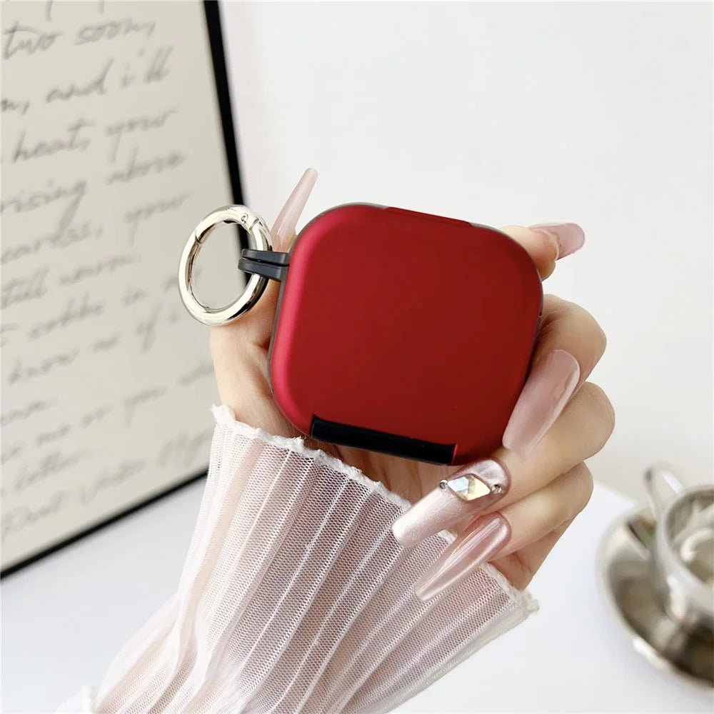 For Apple AirPods 4 Earphone Case TPU PC Shockproof Protective Cover with Mirror - Black+Red - 2