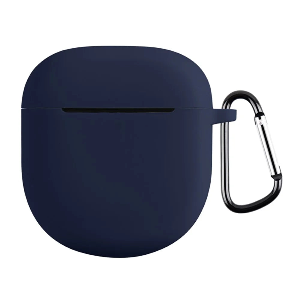 For Bose QuietComfort 2  /  Ultra Silicone Case Wireless Earphone Anti-Scratch Protective Cover with Carabiner - Blue - 1