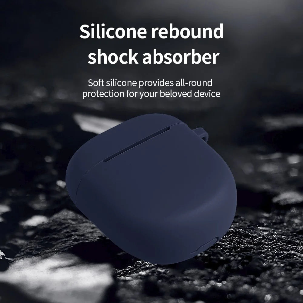 For Bose QuietComfort 2  /  Ultra Silicone Case Wireless Earphone Anti-Scratch Protective Cover with Carabiner - Blue - 2