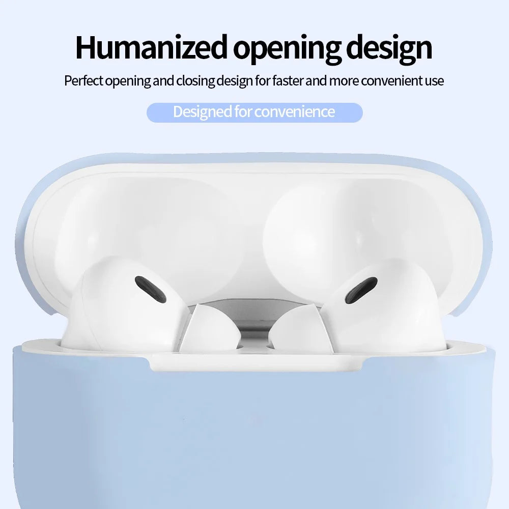 For AirPods Pro 2 Silicone Earbuds Case Soft Protective Cover No Hook with Cleaning Pen - Blue - 3
