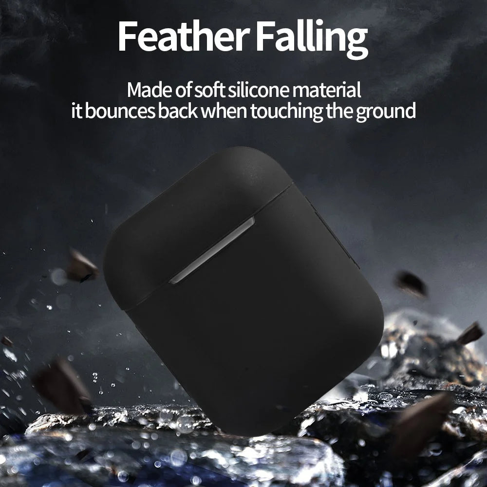 For Apple AirPods with Wireless Charging Case (2019)  /  AirPods with Charging Case (2019)  /  (2016) Silicone Case with Cleaning Pen - Midnight Blue - 4