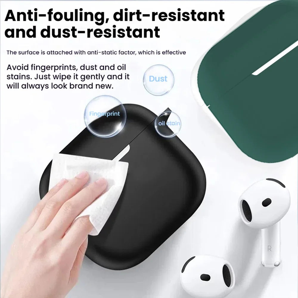 5Pcs  /  Set For AirPods 4 Soft Silicone Case Kit with Keychain  /  Earphone Holder  /  Anti-Lost Neck Strap  /  Storage Case - Black - 6