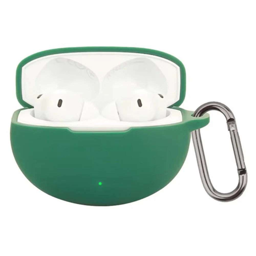 For OnePlus Buds 4 Silicone Case Wireless Earphones Protective Cover with Anti-Lost Buckle - Blackish Green - 2